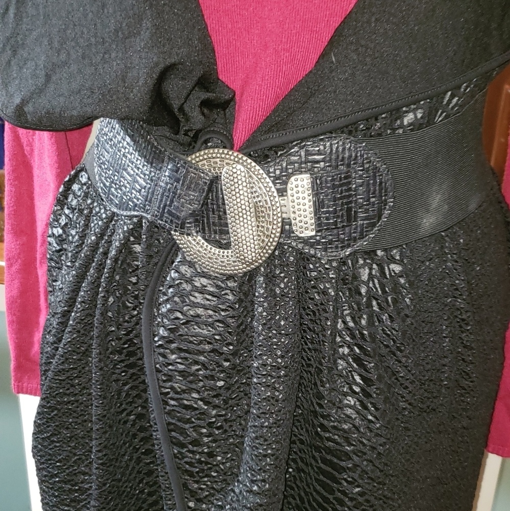 Stretch Black And Silvertone Hardware gothic belt